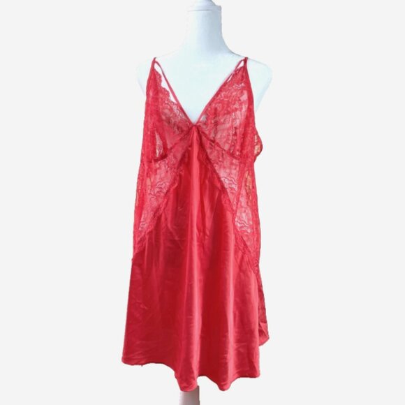 Fox & Royal Lace Chemise Size 18 Burnt Coral Slinky Nightgown NWT - Picture 2 of 13
